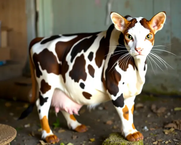 Análisis de imagen de PNG de postura de vaca gato