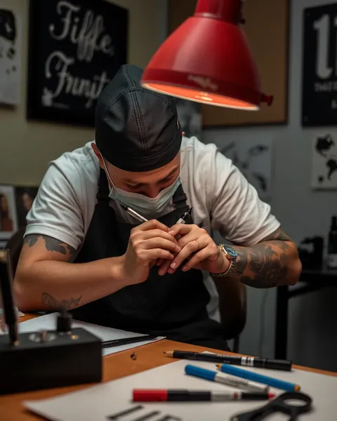 Aprendiendo el arte de la aprenticia de tatuaje