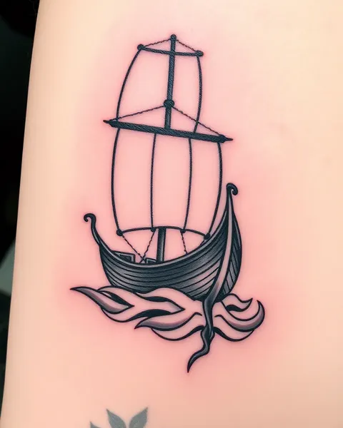 Arte de Tatuaje de Barco Vikingo