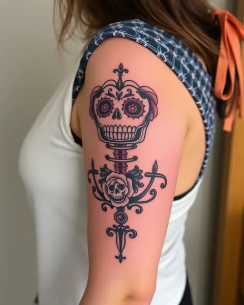 Arte de Tatuaje de Día de los Muertos Tradicional