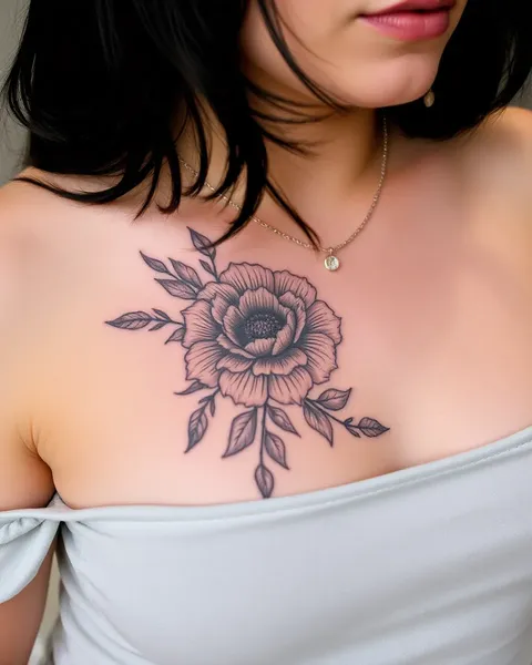 Arte de Tatuaje de Flor para Partes del Cuerpo de Mujeres