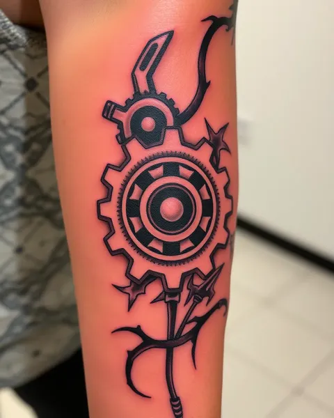 Arte de Tatuaje de Gear para Entusiastas Mecánicos