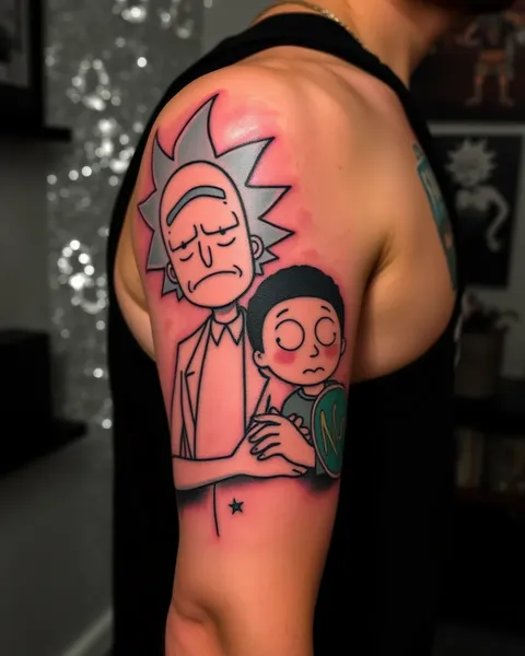 Arte de tatuaje de Rick y Morty para fans de ciencia ficción