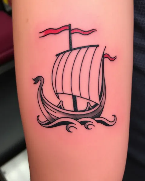 Arte de tatuaje de barco vikingo para manga