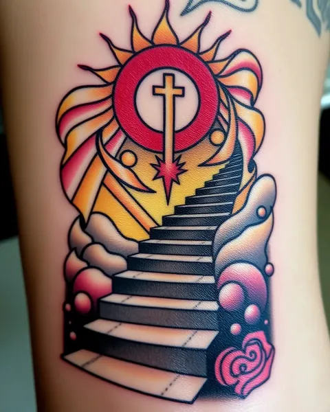 Arte de tatuaje de escalera al cielo expresión artística significado