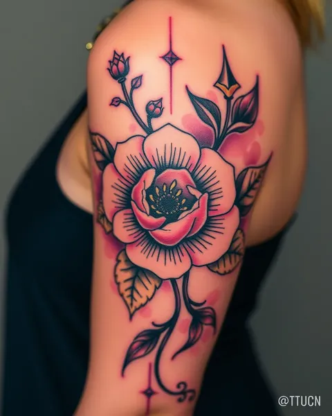 Arte de tatuaje de flor de flor para partes inferiores del cuerpo