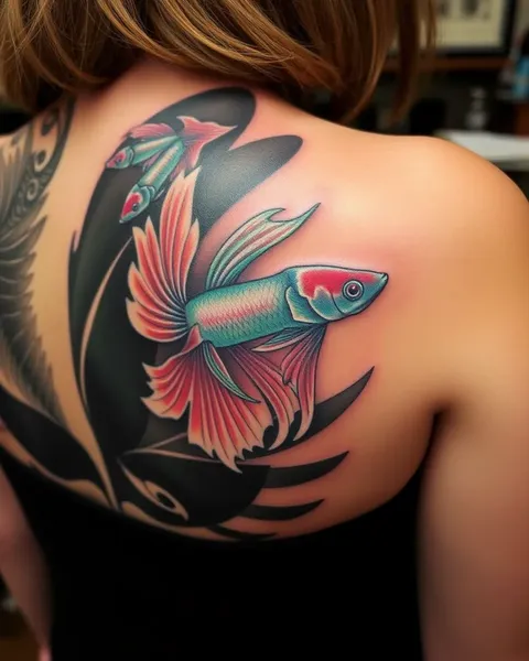 Arte de tatuaje de pez betta para paz interior