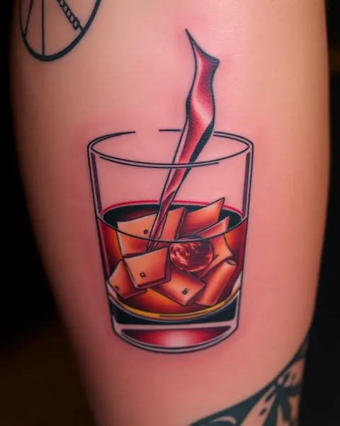 Arte de tatuaje de vaso de bourbon realista y inspiración