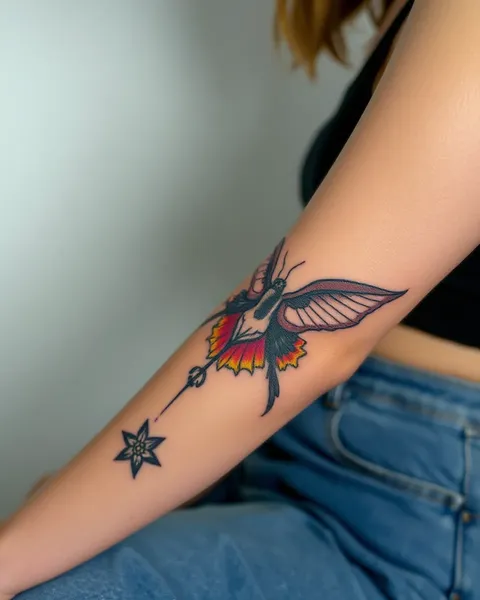 Arte de tatuaje en el brazo femenino y simbolismo