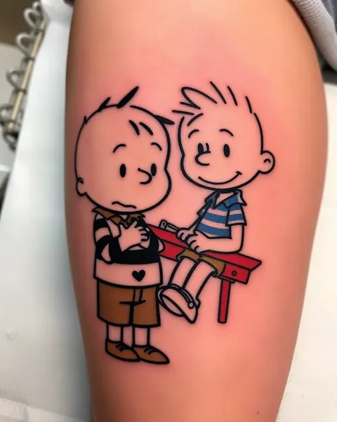 Arte de tatuaje inspirado en Calvin y Hobbes