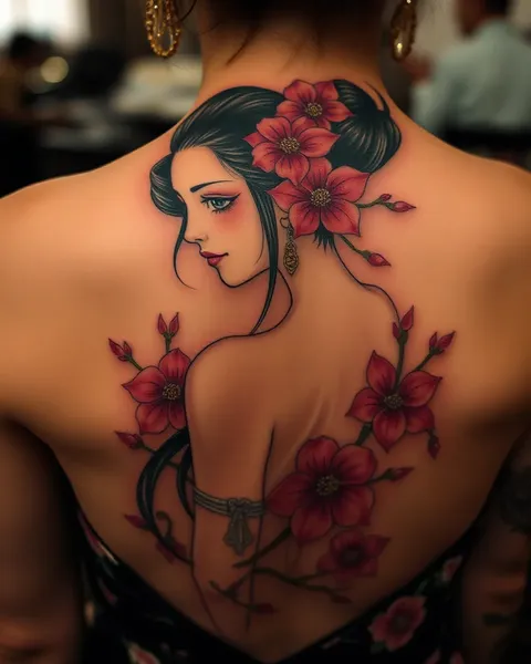 Arte de tatuaje japonés tradicional de cerezo