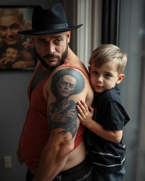 Arte de tatuaje personalizado de papá e hijo