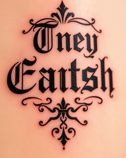 Arte de tatuaje y tipografía en letra inglesa antigua