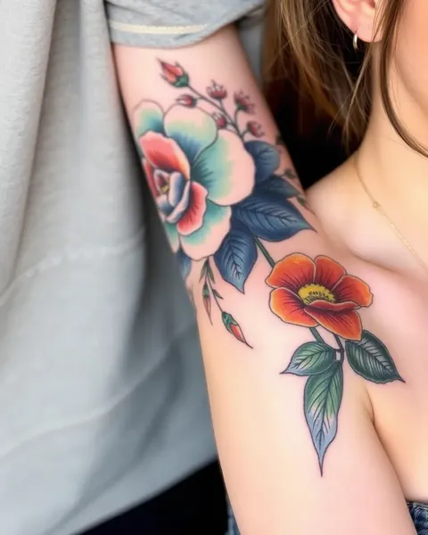 Arte floral acuarela de tatuaje expresión artística ejemplar