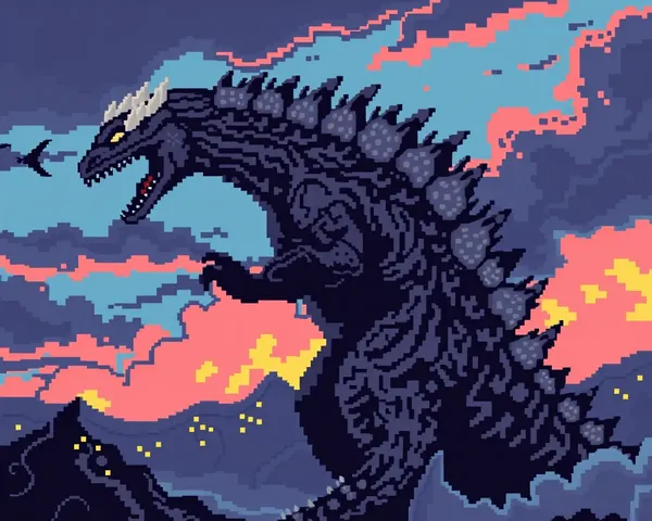 Arte pixelado de Godzilla de 8 bits en formato PNG