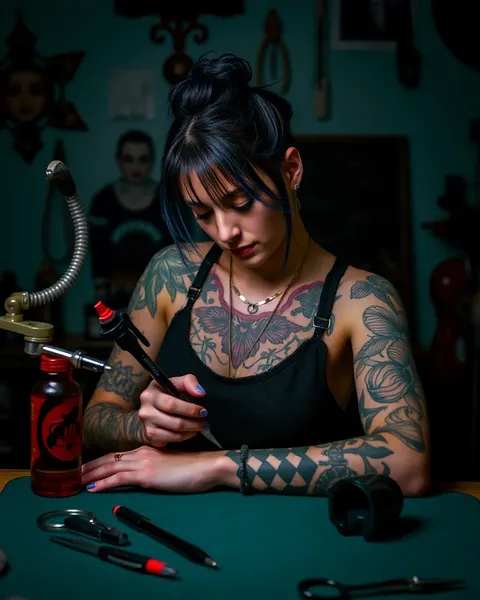 Artistas femeninas de tatuajes con tatuajes ellos mismos