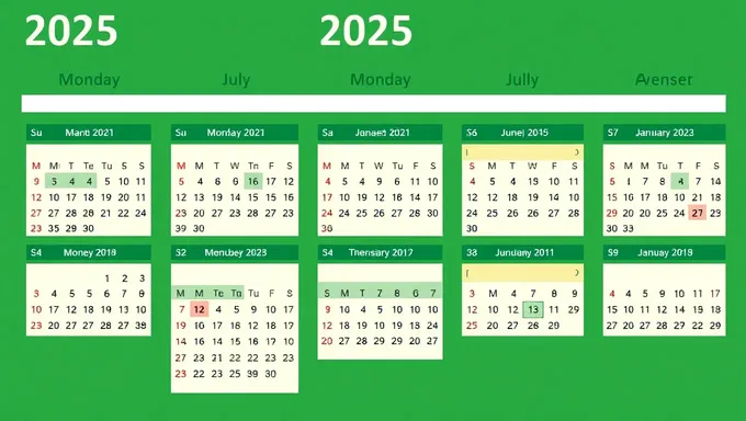 Calendario Anual 2025 Hoja de Excel para la Organización