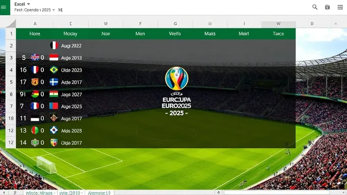 Calendario Excel de la Euro 2025 lanzado hoy