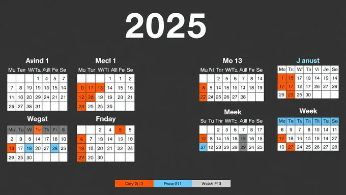 Calendario Semanal para los Días de 2025