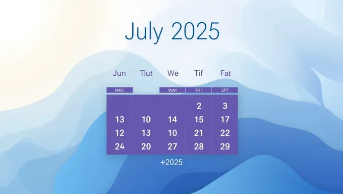 Calendario de Julio 2025: Calendario para el Éxito