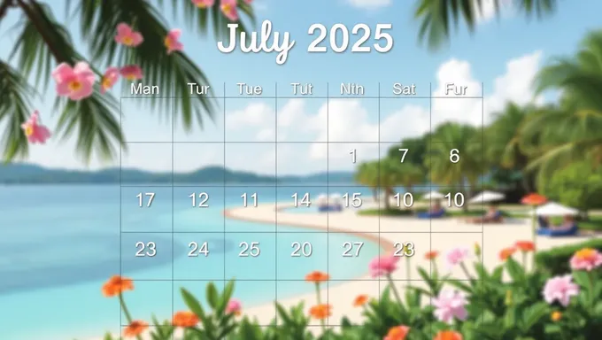 Calendario de julio 2025 impreso con espacio para notas