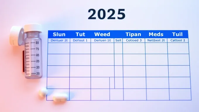 Calendario de medicación de Time y fecha 2025 formato