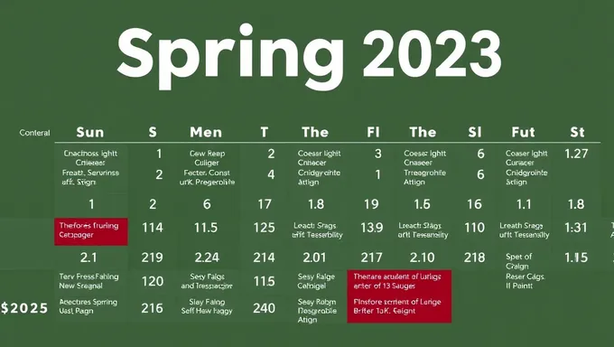 Calendario de primavera de UofSC para estudiantes 2025