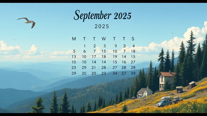 Calendario de septiembre de 2025 gratuito para móvil y escritorio