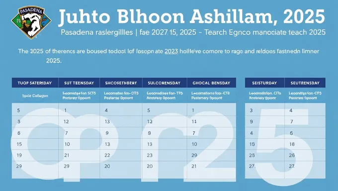 Calendario del año académico 2025 del Distrito Escolar de Pasadena