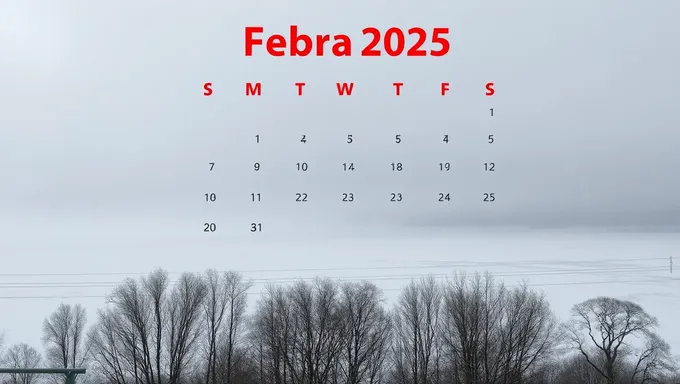 Calendario para febrero de 2025, repetido