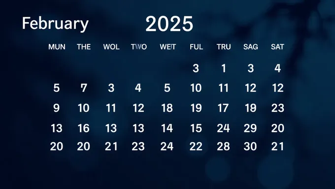 Calendario para febrero de 2025 texto igual