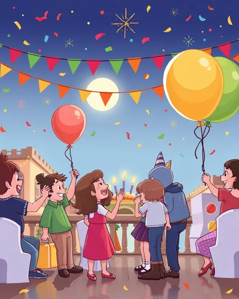 Celebración de imágenes de cómic alegre para momentos felices