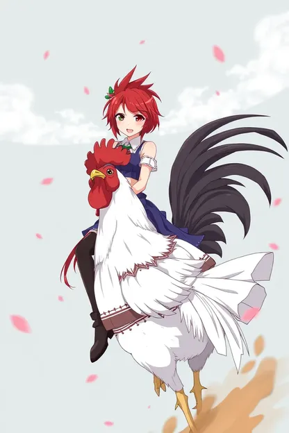 Chica Anime Castaña en Escena de Montar a un Gallo