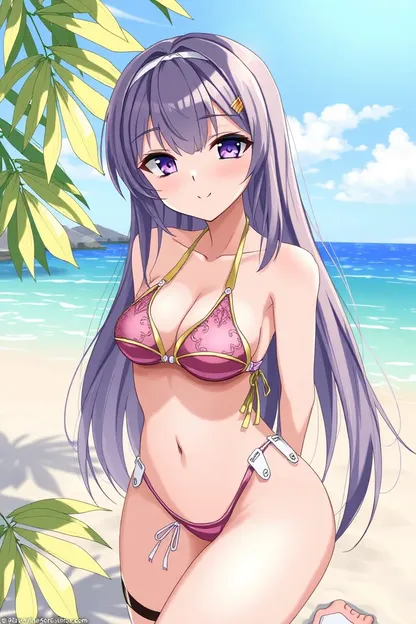 Chica Anime Lindo AI Bikini Vibes de Verano