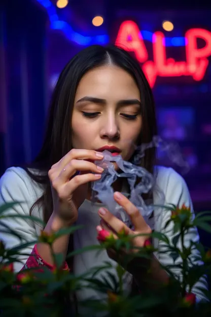 Chica Fumando Marihuana con Perfil de Perfil de Arpón