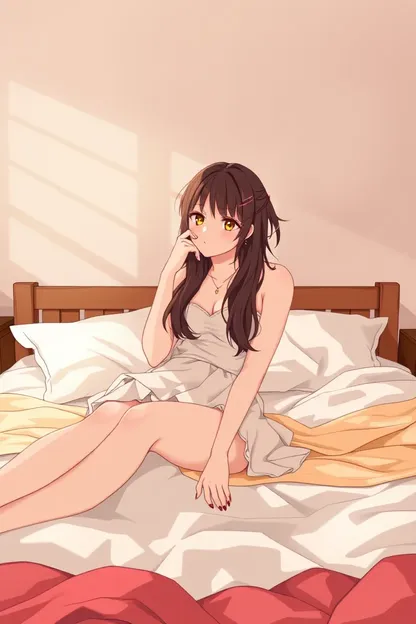 Chica Waifu desnuda en escena de cama