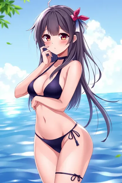 Chica anime linda AI muestra moda de bikini