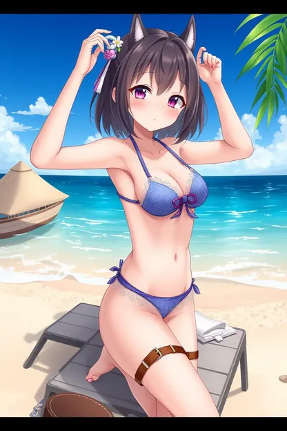 Chica anime linda en bikini de IA no apta para todos