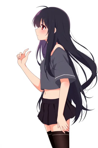 Chica con cabello negro en anime