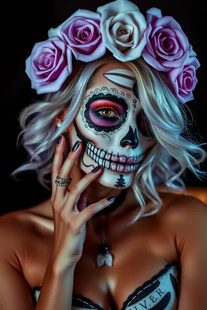 Chica de calavera sexy se desviste en exposición desnuda