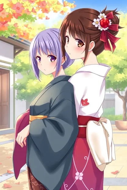 Chicas con kimono en GIFs de anime en línea