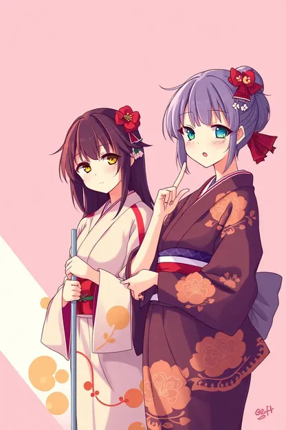 Chicas de anime en trajes de kimono GIFs