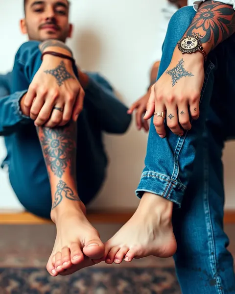 Chicos con tatuajes de pies: Mostrando estilo