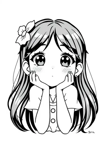 Clipart de Niña de Blanco y Negro