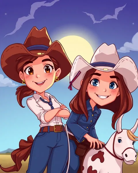 Colección de arte de caricatura de cowgirl