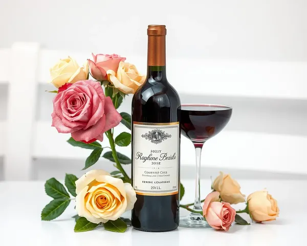 Combinación de imagen PNG de vino con rosas