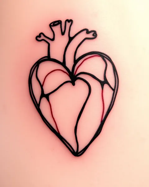 Concepto de diseño de tatuaje de corazón con línea intrincada