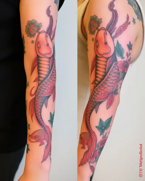 Concepto de diseño de tatuaje de manga de pescado koi