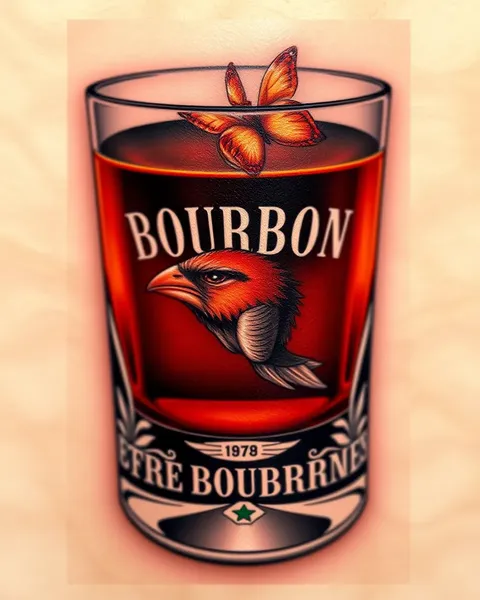 Concepto de diseño de vaso de bourbon realista para tatuaje