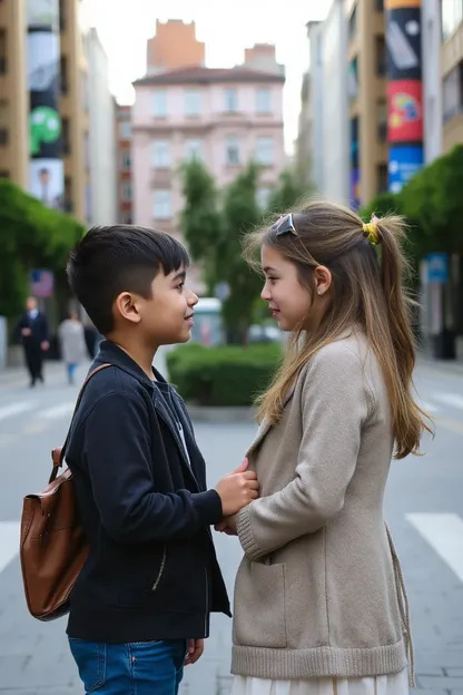 Confrontación entre chico y chica en las calles de la ciudad